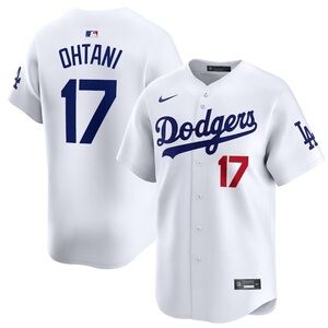 Nike Los Angeles Dodgers White Blue and Red Ohtani #17 Jersey